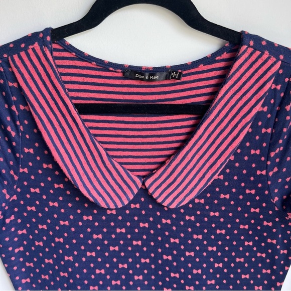 Doe & Rae Pink and Navy Women’s Dress - Size Large - Picture 5 of 16